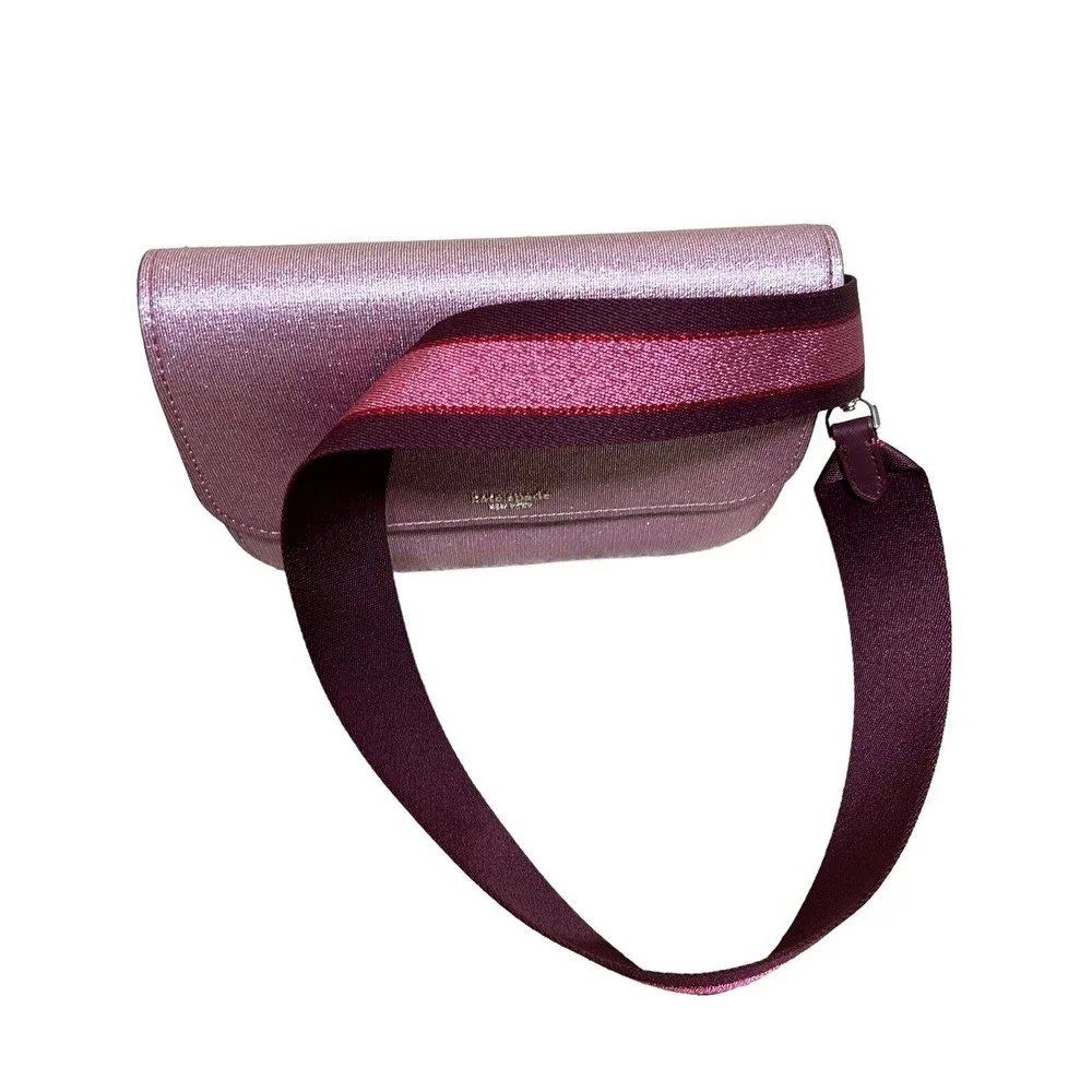Kate Spade Buddie Glitter Striped‎ Leather Medium Pink Shoulder Bag